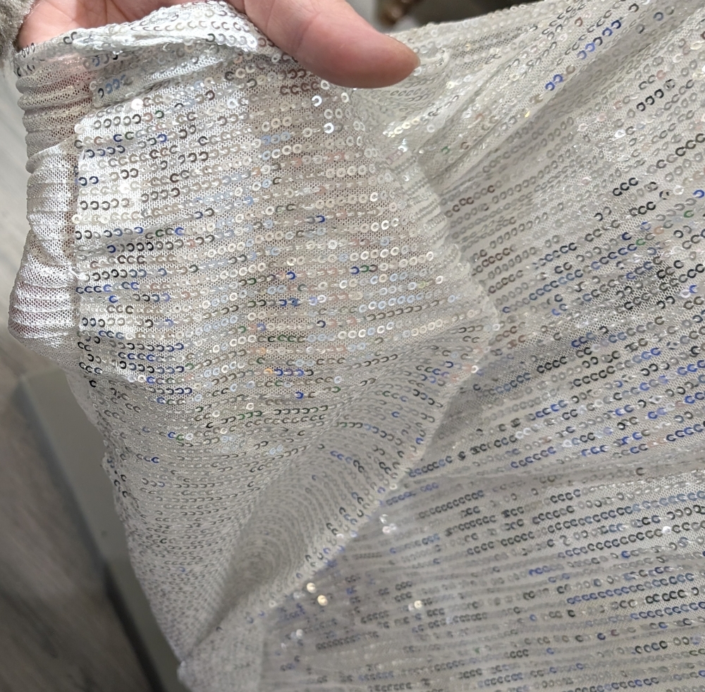 White with Silver Sequin Gown - Picture 3 of 3